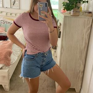 Maroon and Pink stripped top